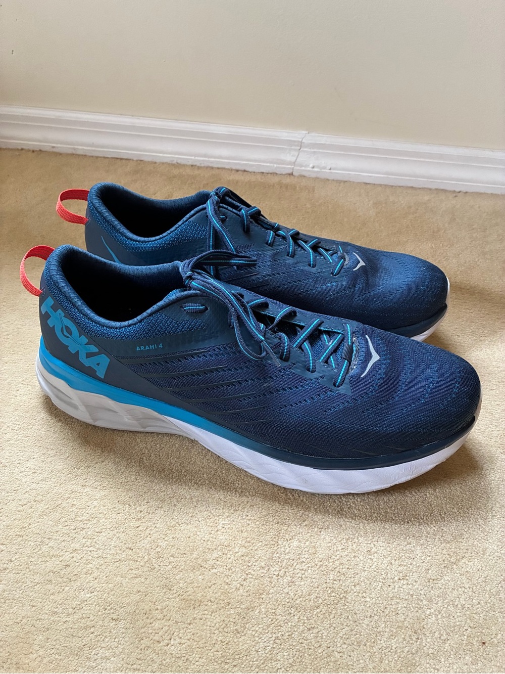 Hoka One One Men's Athletic Shoes Navy Blue with Teal Accents